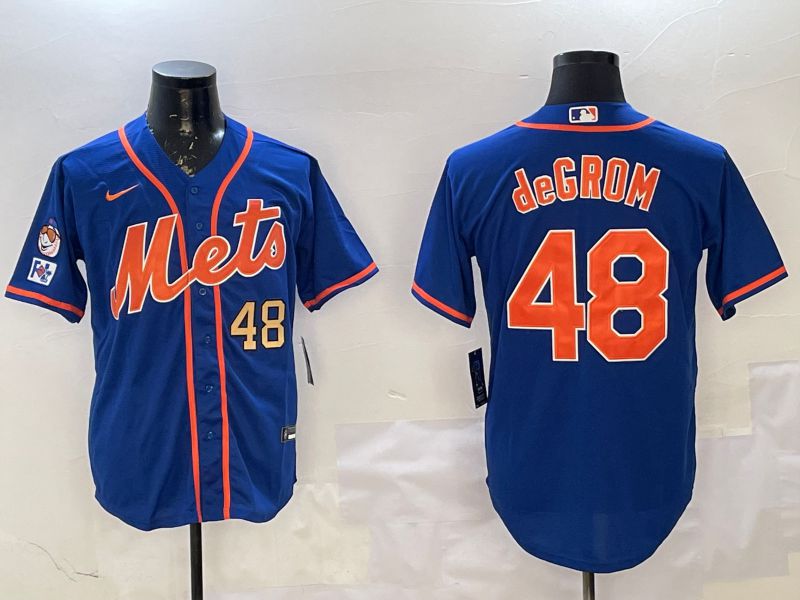 Men New York Mets 48 Degrom Blue Game 2025 Nike MLB Jersey style 3